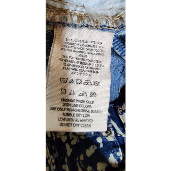 Free People Stripe Bali Flare Stretch Jean Women’s Blue Sz 27 Garage-Color Halo - Picture 7 of 10